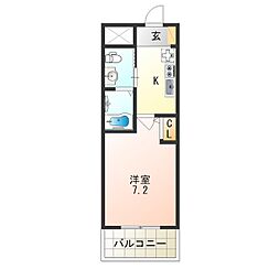 Osaka Metro谷町線 喜連瓜破駅 徒歩8分の賃貸マンション 4階1Kの間取り