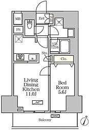 コートレジデンス南大塚 5階1LDKの間取り