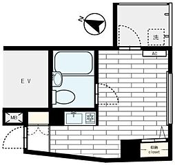 ボヌール大橋 3階ワンルームの間取り
