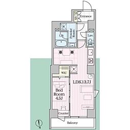 アーバンパーク亀戸II 8階1LDKの間取り