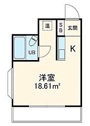 オークハイツ ワンルームの間取図画像