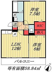 東京メトロ東西線 南行徳駅 徒歩7分の賃貸アパート 3階2LDKの間取り