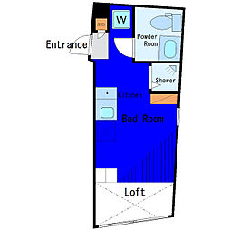 京急本線 大森町駅 徒歩4分の賃貸マンション 4階ワンルームの間取り