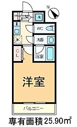 ラフィスタ尾久駅前 5階1Kの間取り