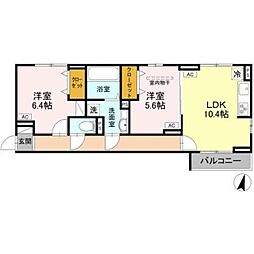 レジデンス新宿 2階2LDKの間取り