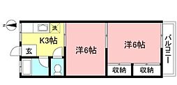リシェス桜ヶ丘 2Kの間取図画像