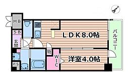 プランドール新北野 1LDKの間取図画像