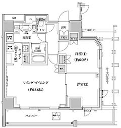 都営大江戸線 西新宿五丁目駅 徒歩7分の賃貸マンション 10階2LDKの間取り