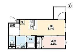 相模原市南区東林間4丁目アパート 1LDKの間取図画像