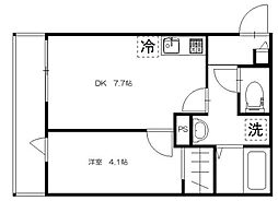 STONE RIVER 堀崎町 1DKの間取図画像