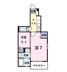 プチフローラ北野田3 2Kの間取図画像