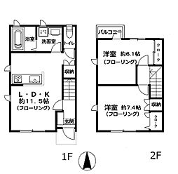 エムズ福王子 2階2LDKの間取り