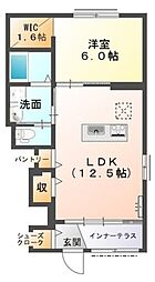 オーク　テラス 1階1LDKの間取り