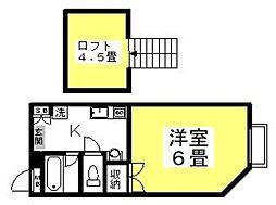 ステージパインヒル2 1階1Kの間取り
