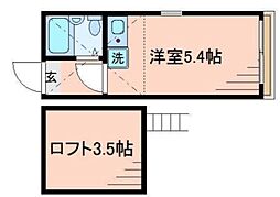 PASHA 3階ワンルームの間取り