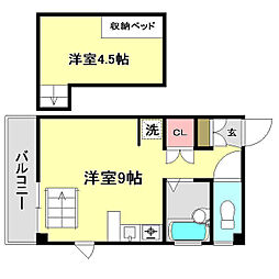 エトワール二葉町 ワンルームの間取図画像