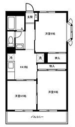 セントラルハイツいちのえ 3Kの間取図画像