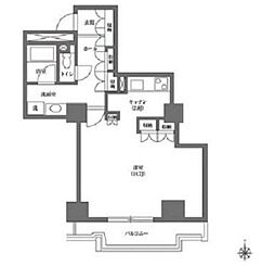 文京グリーンコートビュータワー本駒込B棟 ワンルームの間取図画像