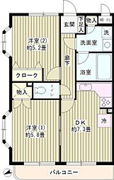 ヴェルドミール白糸台 1階2DKの間取り