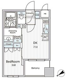 ビエラコート日本橋久松町 9階1DKの間取り
