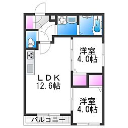 Tio Grace 2LDKの間取図画像