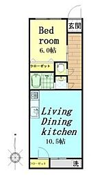 中目黒フラワーマンション 1LDKの間取図画像