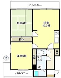 ミツモリコーポ1 2LDKの間取図画像