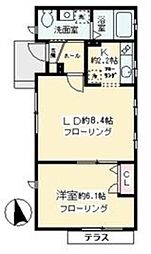 ガーデン 1階1LDKの間取り