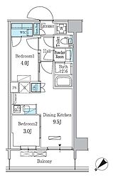 パークアクシス品川南大井パークフロント 4階2DKの間取り