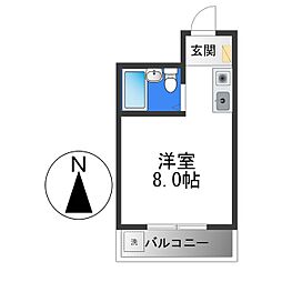 シャトー平野 ワンルームの間取図画像