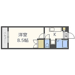 エフィービル 1階1Kの間取り