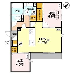 ラ メゾン ピック 中百舌鳥II 2LDKの間取図画像