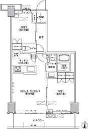 京王府中テラス 4階2LDKの間取り