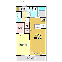 ディアコート・フジ 1LDKの間取図画像