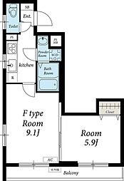 リブリ・ディエス参番館 4階2Kの間取り