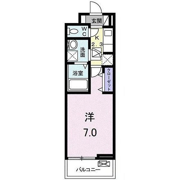 カスターニャ ｜神奈川県大和市下鶴間(賃貸アパート1K・2階・26.09㎡)の写真 その2