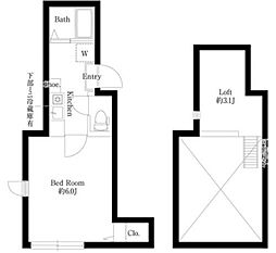 ジャスミンテラス五反野 3階1Kの間取り