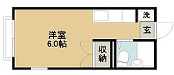 エステートピアジュネス 2階ワンルームの間取り