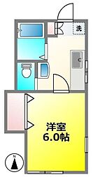パーシモンヒルズ 1Kの間取図画像