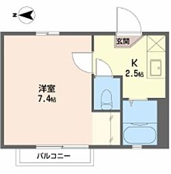 タウンコート中央 1Kの間取図画像