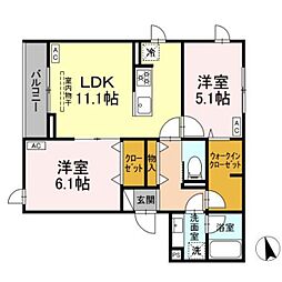 グラナーデ江戸川B 3階2LDKの間取り