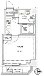 レオーネ綾瀬 6階1Kの間取り
