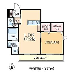ビレッタ市川 1LDKの間取図画像