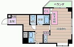 88堂島ウイング ワンルームの間取図画像