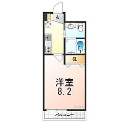 ワンモアハート円町 6階1Kの間取り