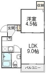 日神パレス戸越 2階1LDKの間取り