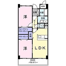 プルメリアガーデン 2LDKの間取図画像
