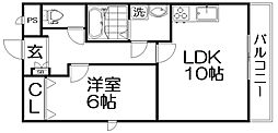 グランコスモ交野 1LDKの間取図画像