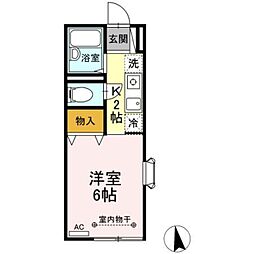 メゾンブランシュ 1階1Kの間取り