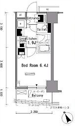 パークアクシス新板橋イースト 4階1Kの間取り